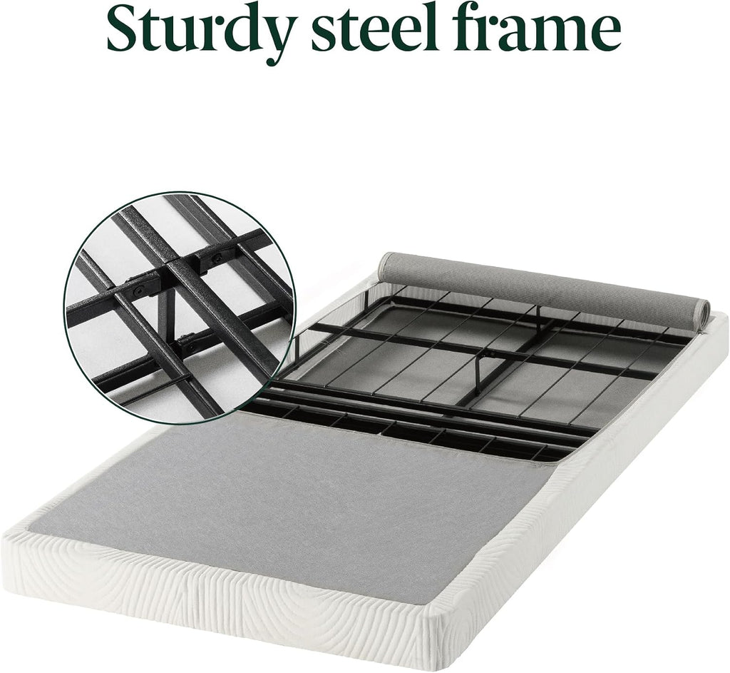 ZINUS No Assembly Metal Box Spring / 4 Inch Grey Mattress Foundation / Sturdy Metal Structure, Twin