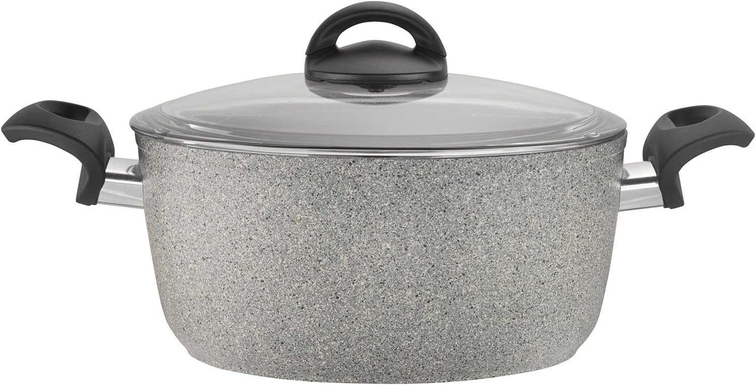 Ballarini 75001-652 Parma Forged Aluminum Nonstick Cookware Set, 10-Piece, Granite