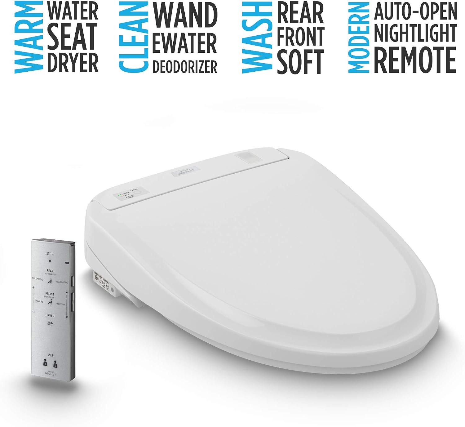 TOTO WASHLET S350e Electronic Bidet Toilet Seat with Auto Open and Close and EWATER+ Cleansing, Round, Cotton White - SW583#01