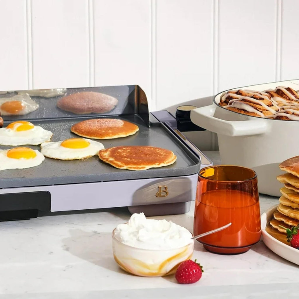 Extra Large Electric Griddle 12x22 Inch, 1500W Nonstick Countertop Griddle with Removable Backsplash and Adjustable Temperature Control for Family Breakfast & Indoor Cooking (Lavender)