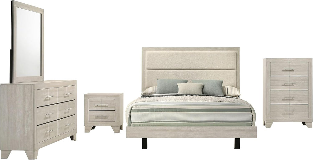 Coaster Home Furnishings Trenton 5-Piece Eastern King Bedroom Set Rustic Cream 225061KE-S5