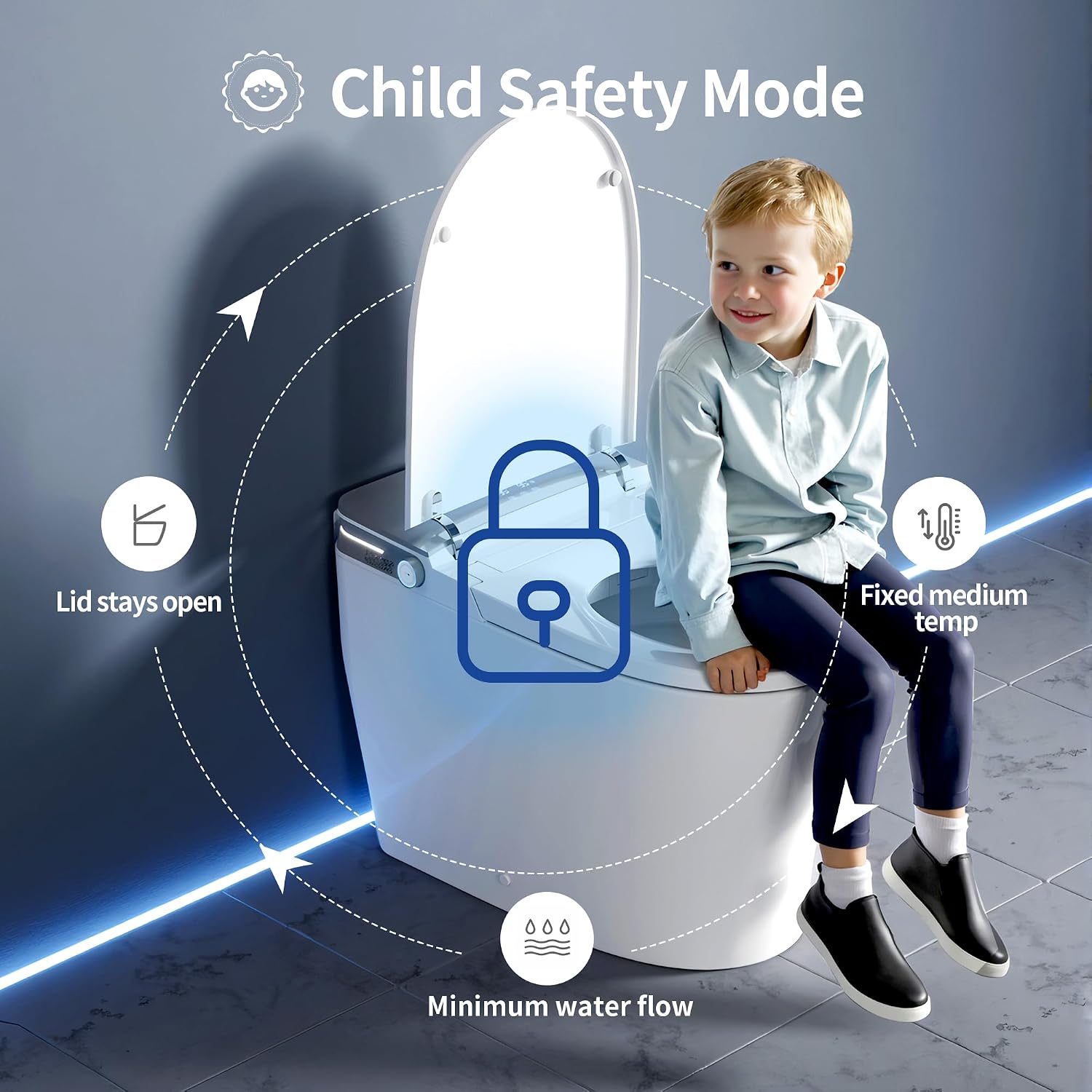 DeerValley Smart Toilet with Built-in Bidet, Auto Open/Close One Piece Toilet, 1000g MaP Auto Powerful Flush, Hot & Cold Bubble Spa Wash, Foam Shield, ADA Height, Built-in Pump for Low Water Pressure