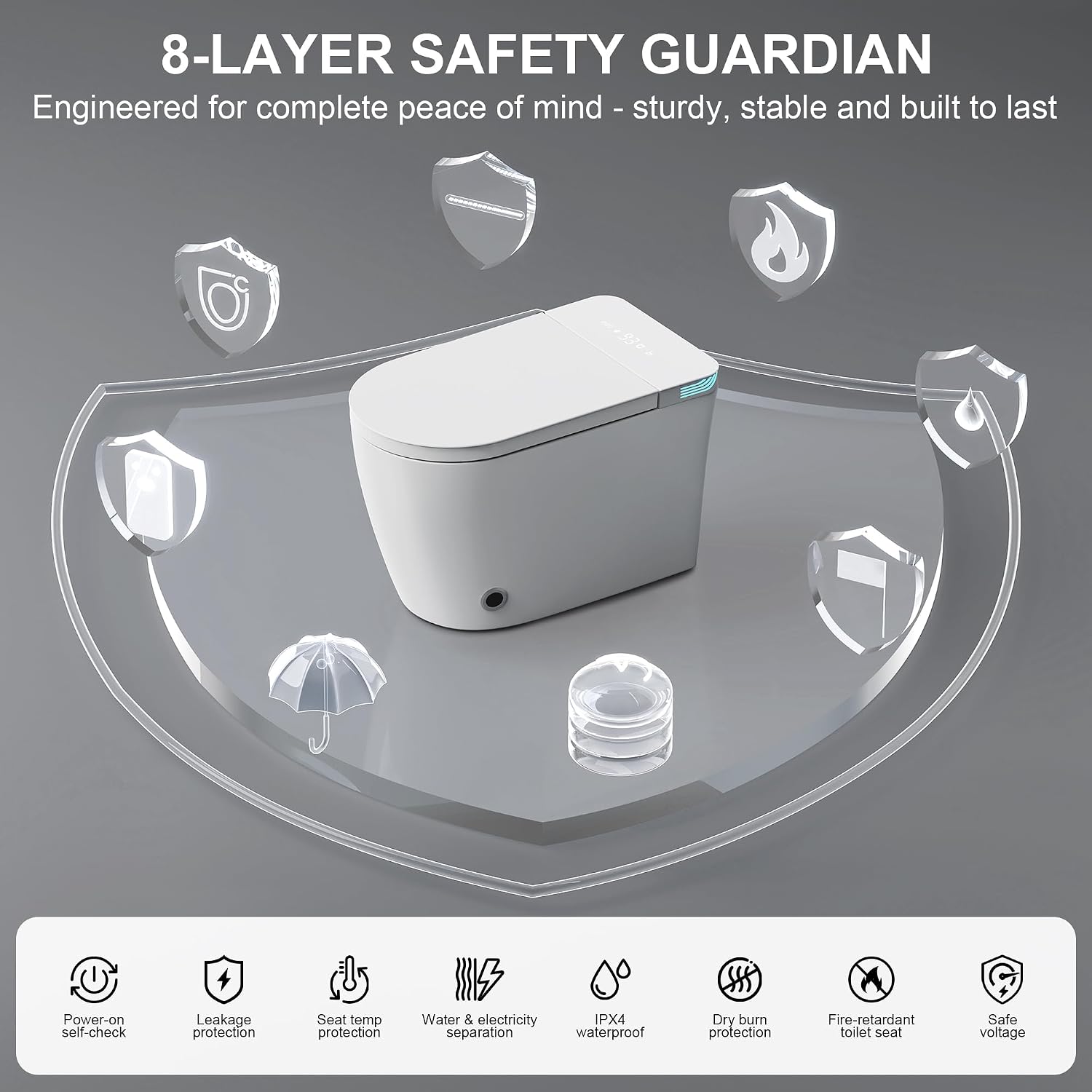 Smart Toilet with Bidet, Heated Seat, Auto Flush, Auto Soft-Close Seat & Lid, Foot Sensor, Warm Water Wash&Air Dry, Tankless Electric One Piece Toilets for Bathroom with Siphon Dual Flush
