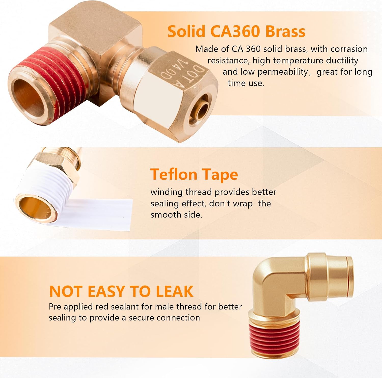 220Pcs Brass DOT Air Line Fittings Push Lock Air Fittings & Air Nylon Tube Compression Fittings Kits,1/4' 1/8' 3/8' 1/2' NPT Push To Connect Fittings Quick Connect Air Hose Fittings Assortment