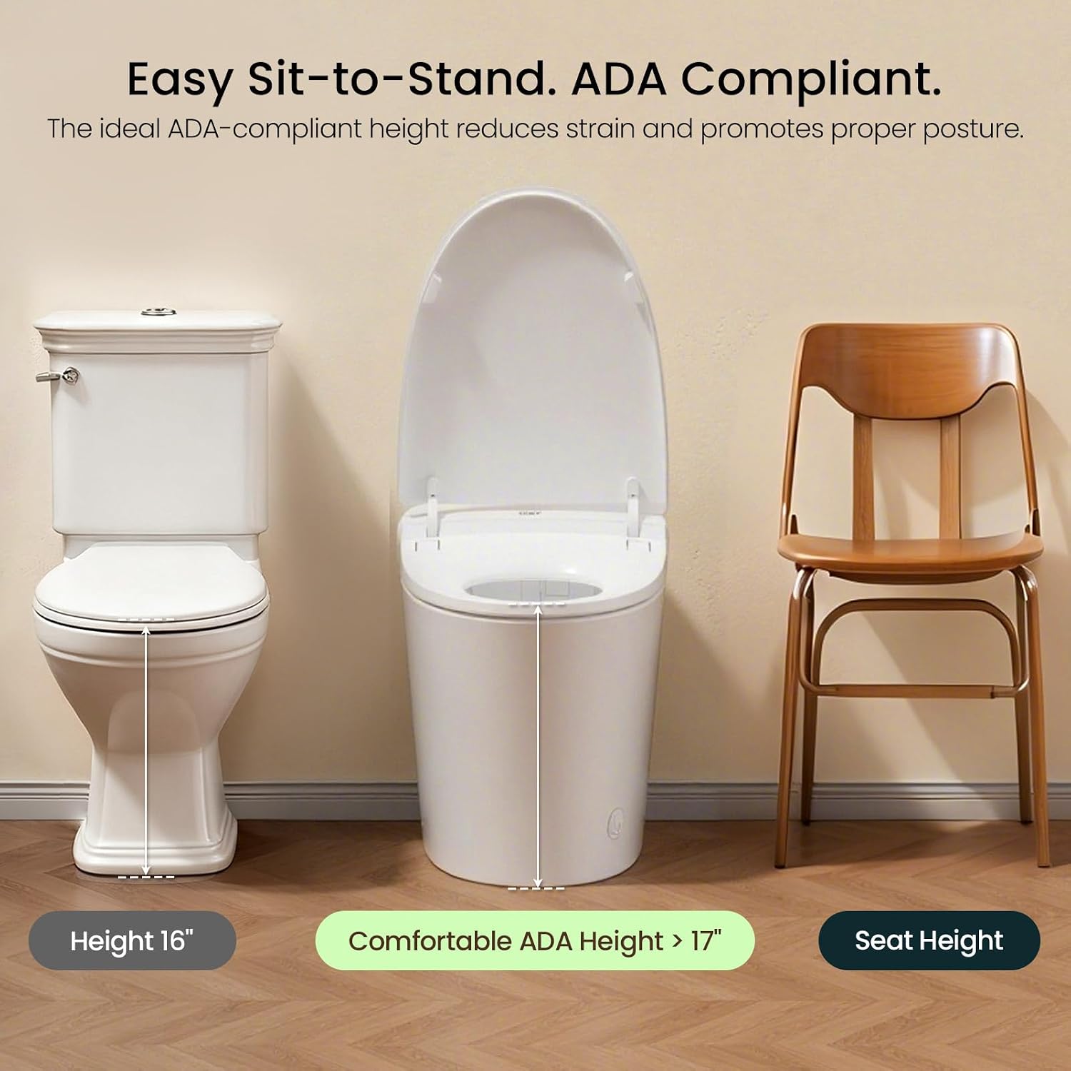 R&T FA59-T Smart Toilet – Auto Open & Flush, Heated Seat, Warm Water Bidet, Air Dryer, Dual Flush (1.1/1.6 GPF), Deodorizer, Night Light, Power Outage Flush, 2-User Presets