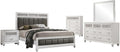 Coaster Home Furnishings Barzini Modern Classic 5-Piece Bedroom Set Leatherette Upholstered Queen Size Panel Bed Frame 56-inch Headboard White 205891Q-S5