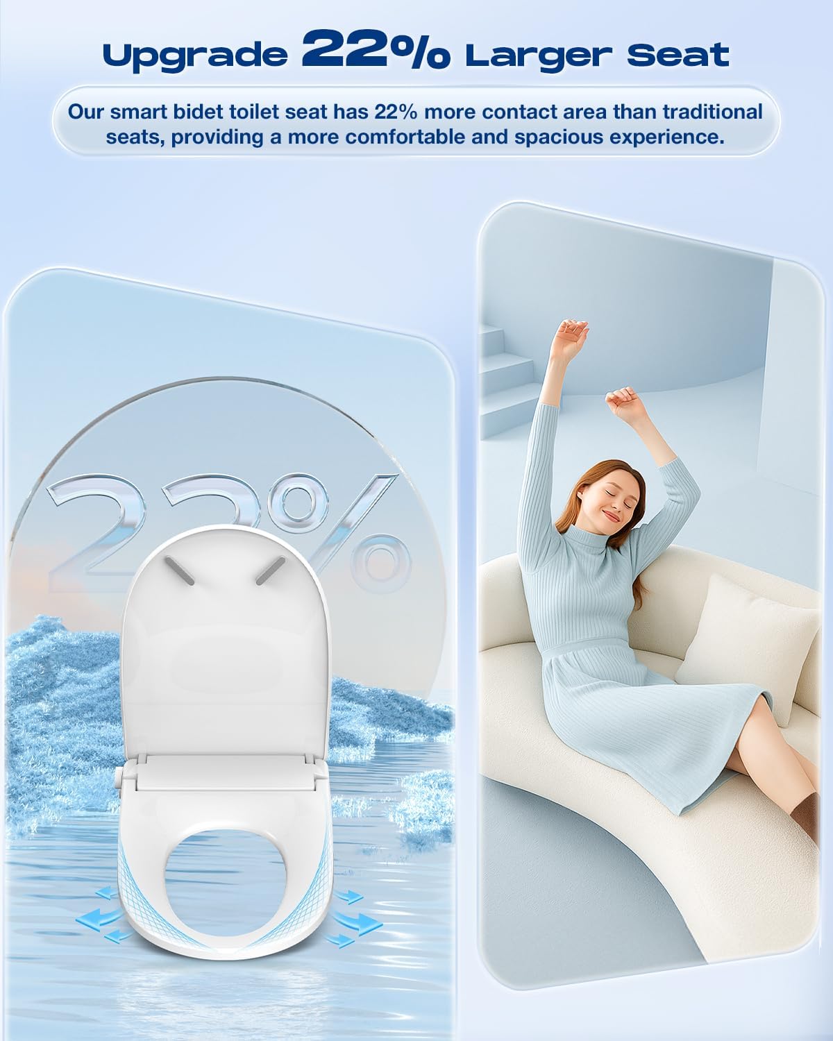 Sosh Auto Open Lid Bidet Seat, Smart Max Electric Toilet Seat with Instant Warm Water, Dryer, Front and Rear Wash, Remote Control, Self-Cleaning Nozzle, Eco Mode