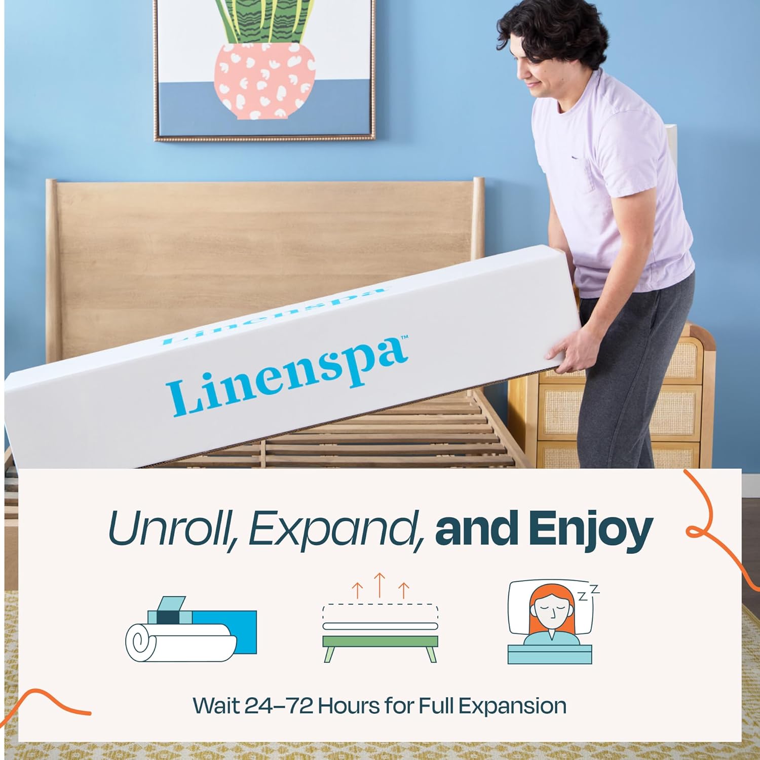 Linenspa 12 Inch Memory Foam and Spring Hybrid Mattress - Medium Plush Feel - Bed in a Box - Pressure Relief and Adaptive Support - Breathable - Cooling - Primary Bedroom - Twin Size