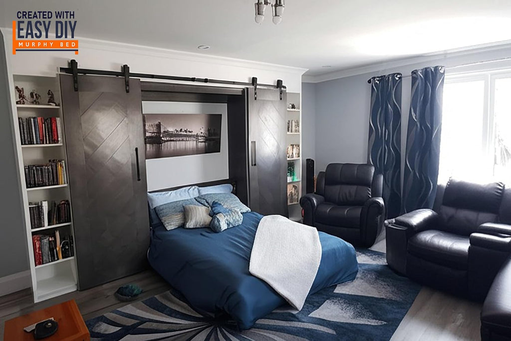 Queen Size DIY Murphy Bed Hardware Kit – Vertical Wall Bed for Space-Saving - Budget-Friendly DIY Setup -Made in USA -Hide Away Design with Murphy Bed Queen Hardware - Bed Lift Mechanism - Pull Down