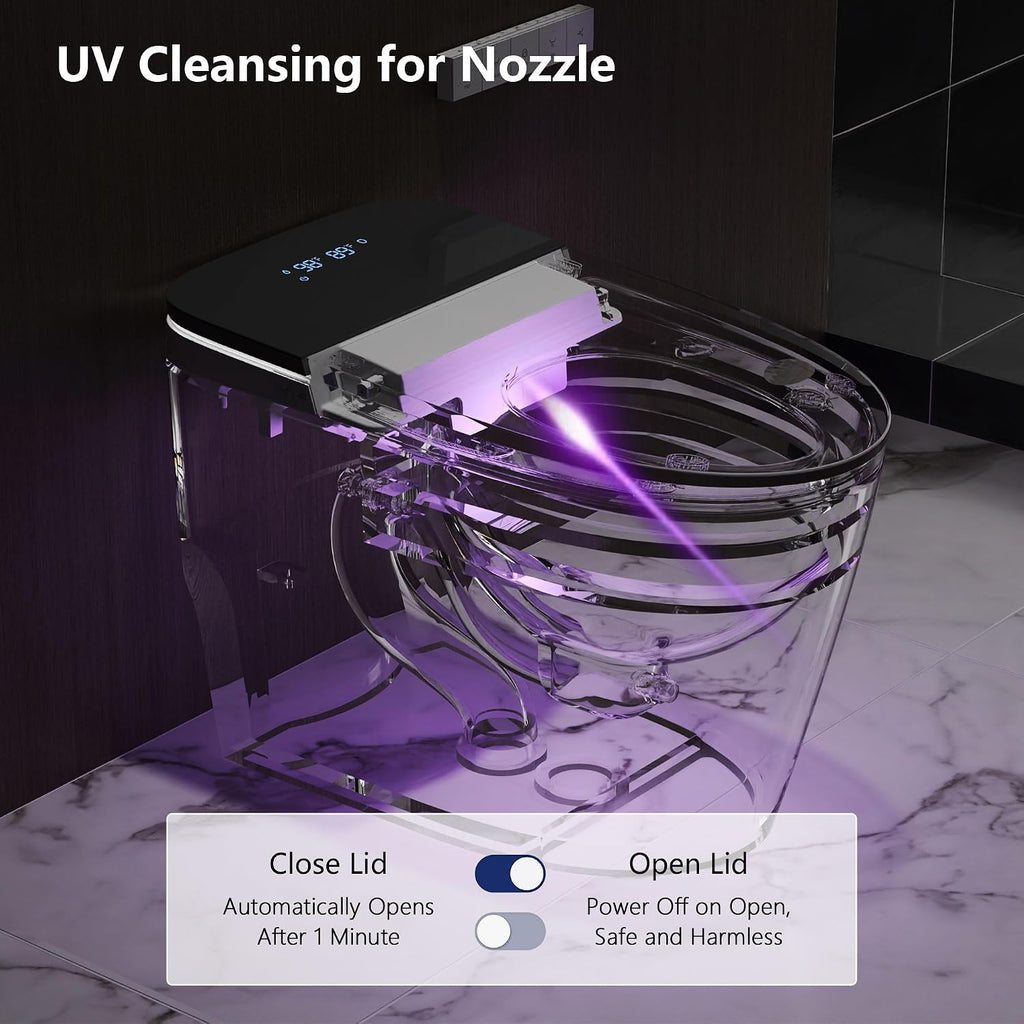 DeerValley Smart Toilet with Bidet Built in, Voice Control, Spa Wash, Auto Open/Close, Pump Assisted, Water Filter, Foam Shield, Dryer, Deodorization, ADA Height Japanese One-Piece Toilet for Bathroom
