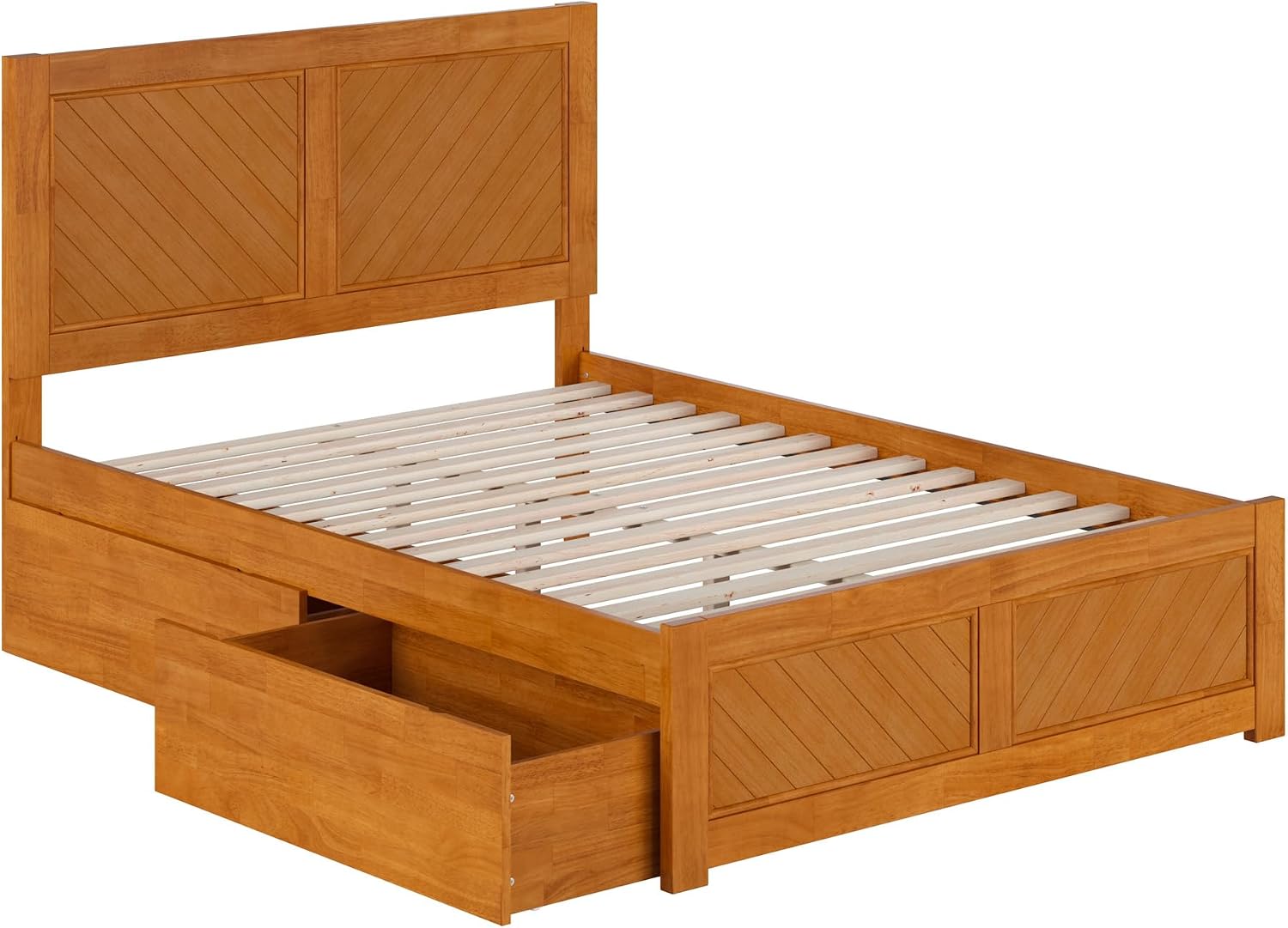 AFI, Canyon Full Platform Bed with Matching Footboard & Storage Drawers, Light Toffee