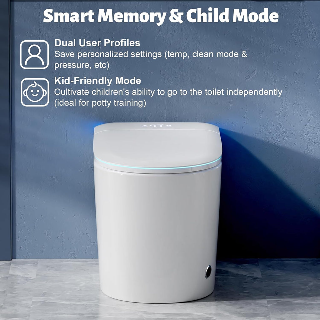 Smart Toilet with Bidet Built in, Bidet Toilet with Heated Seat and Night Light, Modern Tankless Toilet with UV for Bathroom, One Piece Toilets with Soft Close, Dryer, Foot Sensor, Auto Lid&Seat