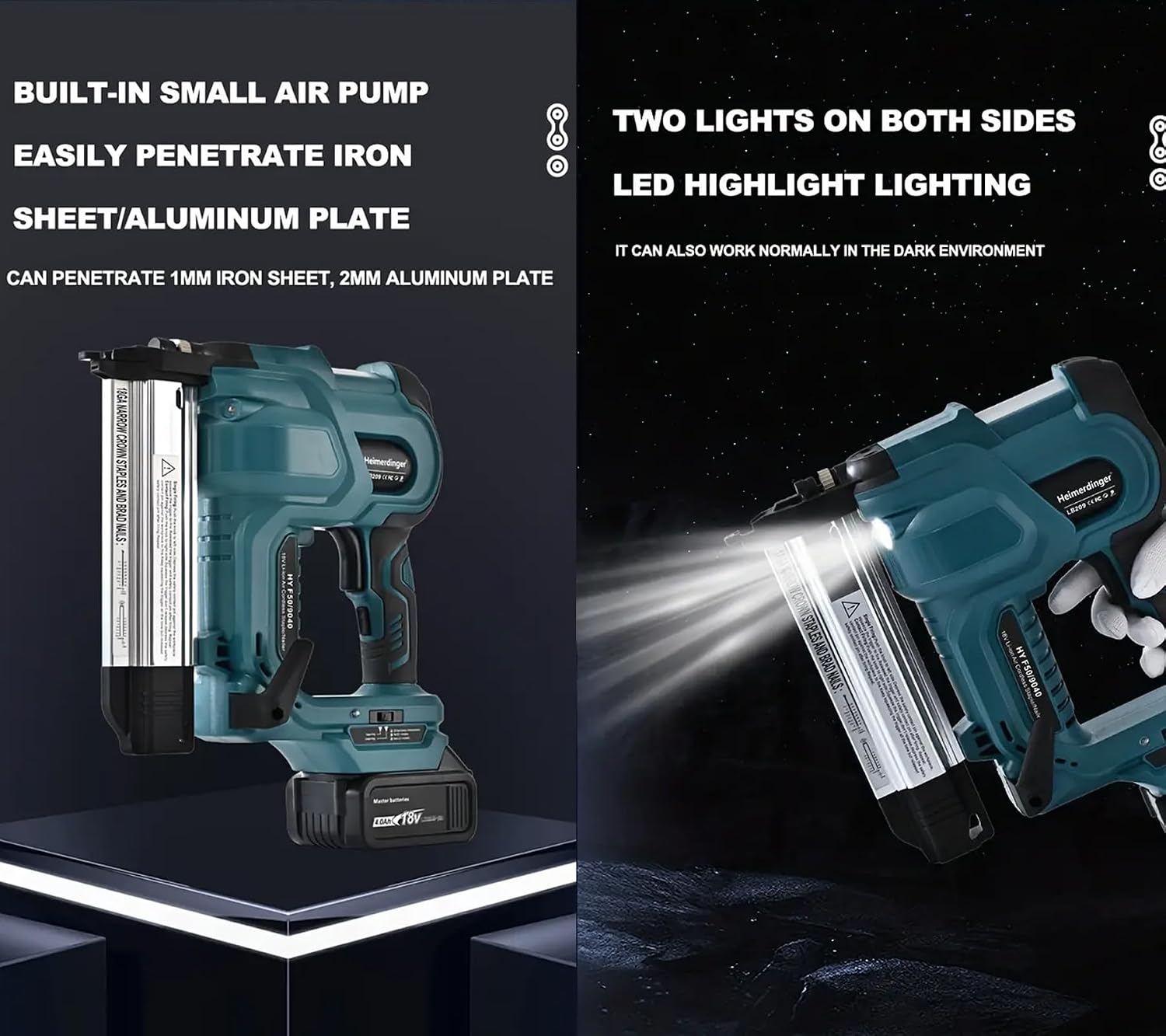18 Gauge 2 in 1 Cordless Nail Gun with 4.0Ah Battery and Charger Set
