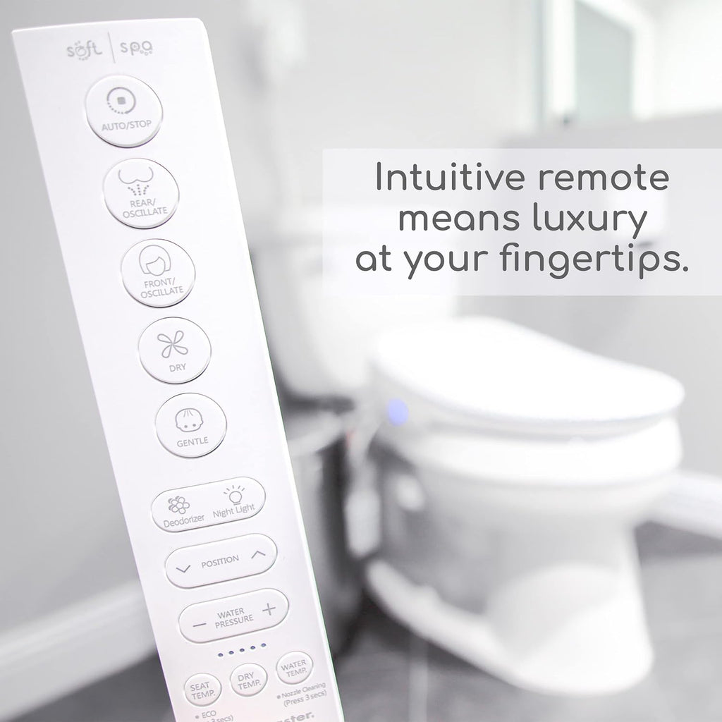 By Fluidmaster 9500E-001 Electronic Bidet Heated Toilet Seat with Warm Water and Air Dryer, Deodorizer, Easy Install, Elongated, White