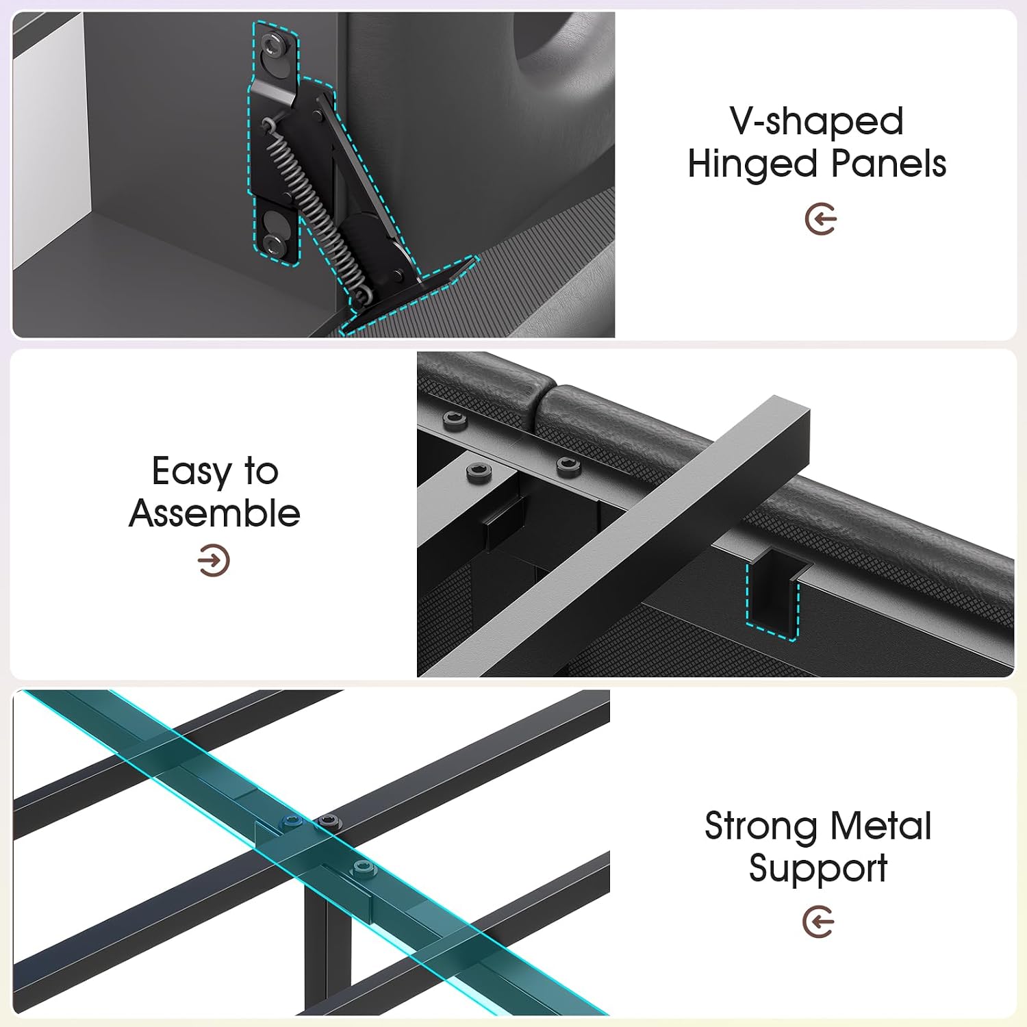 King Size Bed Frame,Platform Bed Frame King Size with 6 Storage Drawers & Headboard, King Bed with LED Lights&Charging Station,Sturdy Metal Slats,Noise-Free,No Box Spring Needed,Easy Assembly,PU Black