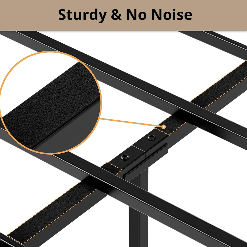 LIKIMIO Queen Bed Frame, Tall Industrial Headboard 51.2 ', Platform Bed Frame with Strong Metal Support, Solid and Stable, Noise Free, No Box Spring Needed, Easy Assembly, Charcoal Grey