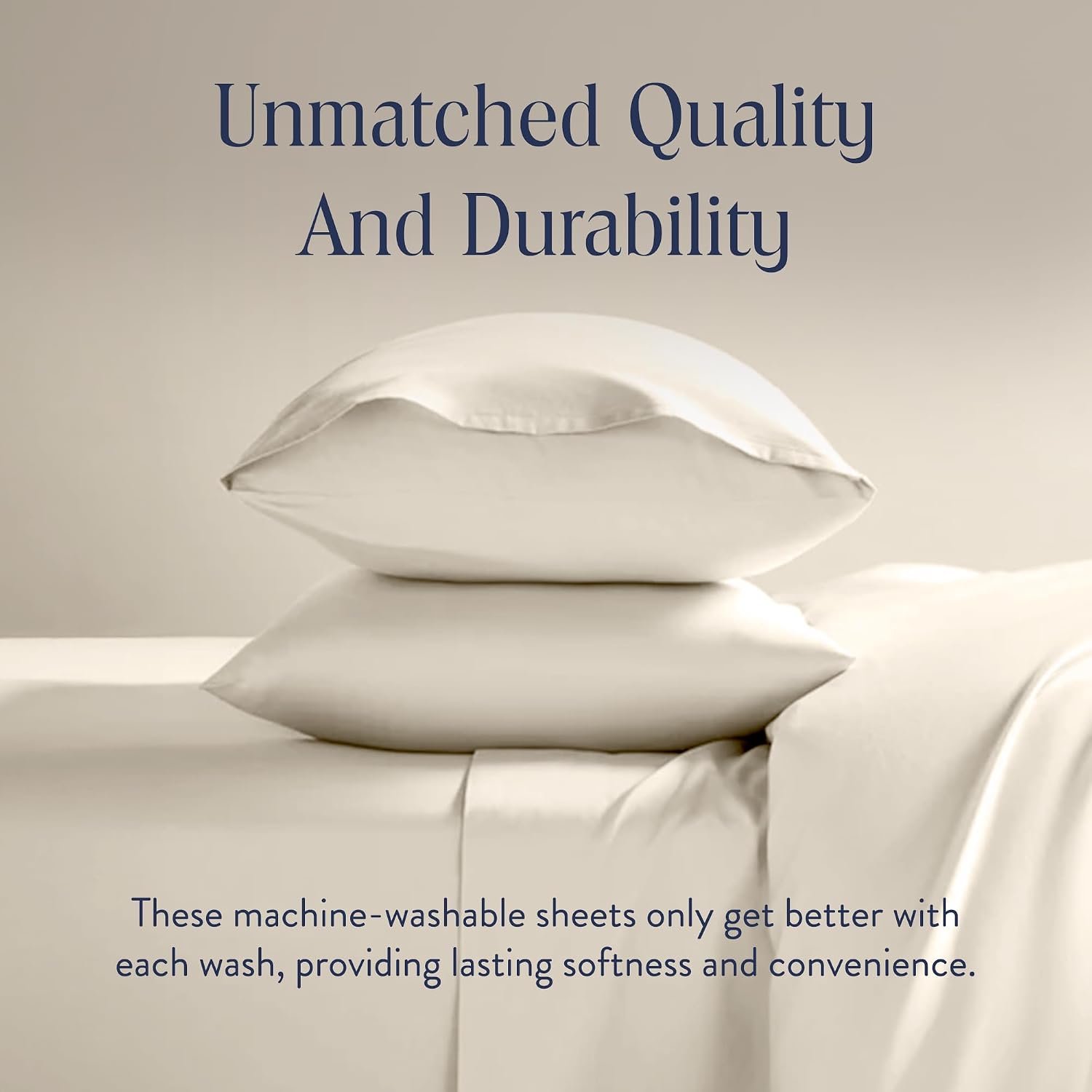 Brooklinen Luxury Sateen 4 Piece Sheet Set - 100% Cotton Bed Sheets, Soft & Durable Full Size Sheets Set in Cream, Oeko-TEX Certified Bedding Set, 1 Fitted Sheet, 1 Flat Sheet, 2 Pillowcases