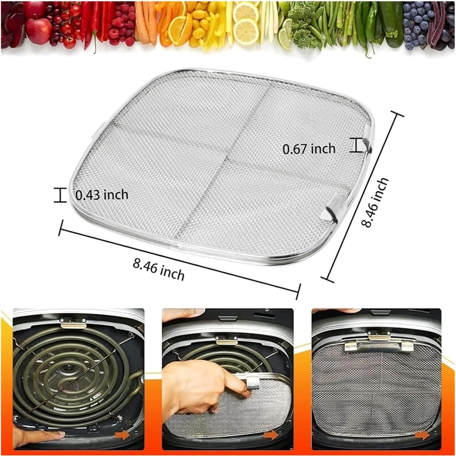 5-in-1 Indoor Grill，Compatible For Ninja Foodi AG300 AG301 AG301C AG302 AG400 Non-stick Grill Griddle+ Fine Mesh Splatter Screen