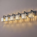 Black Bathroom Light Fixture, 6-Light Crystal Vanity Lighting, Bathroom Lighting Fixtures Over Mirror, Modern Crystal Wall Lamp