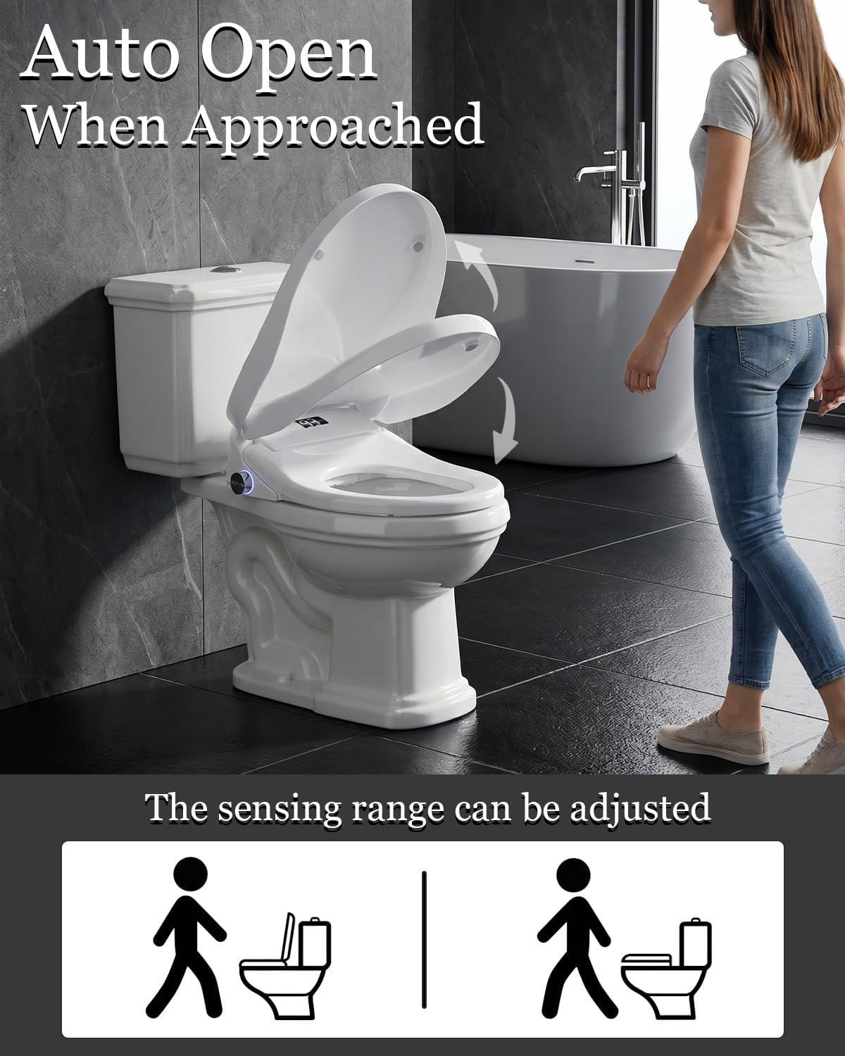TOTTE Bidet Toilet Seat Elongated, Bubble Foam Shield, Electric Bidet with Heated Water & Remote – Heated Bidet Seat with Auto Open/Close, Instant Warm Wash & Dry, LED Nightlight for Family