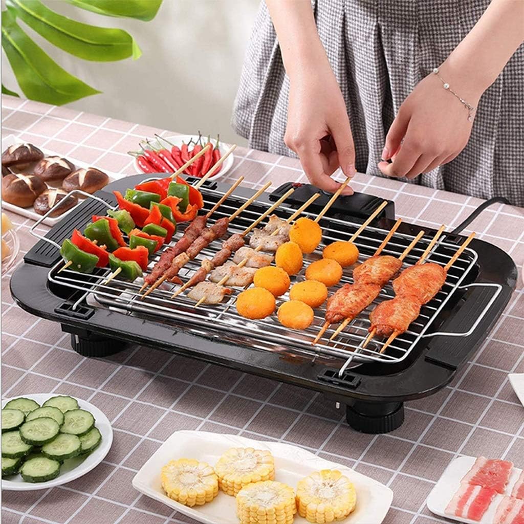 Smokeless Electric Grill Indoor, Non Stick BBQ Grill Mesh, BBQ and Griddle Hot Plate with Built in Drip Tray Easy Clean Reusable