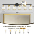 Crystal Bathroom Light Fixtures,Bathroom Lighting Fixtures Over Mirror, Modern 6-Light Brushed Nickel Vanity Lights for Mirror, Restroom,Kitchen(Ceramic E26 Socket,Bulbs Not Include)