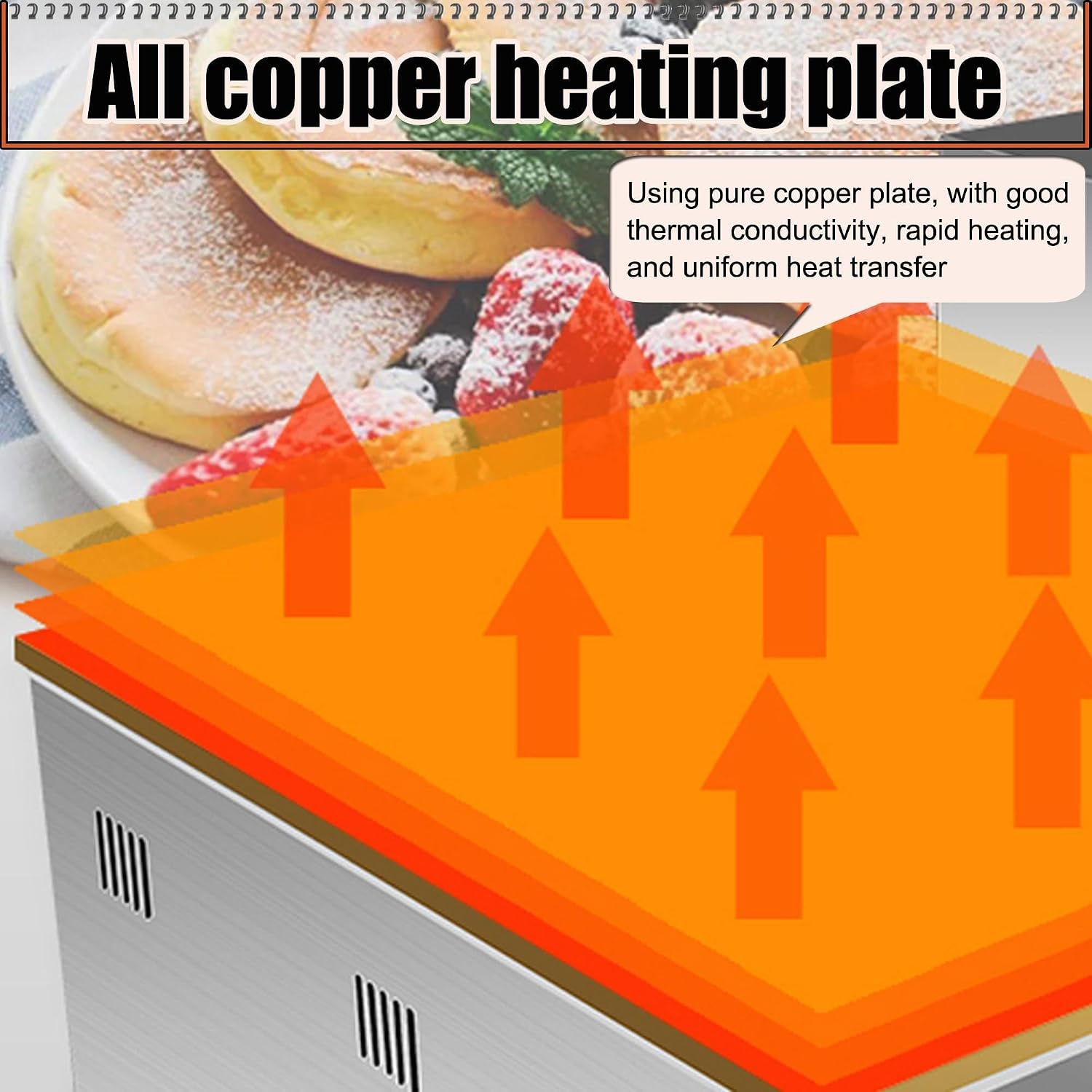 Electric Souffle Maker & Dorayaki Baker Stainless Steel with Double Pure Copper Plates 60-240°C Commercial Grade Souffle Pancake & Muffin Griddle Machine Digital Display Dualhead