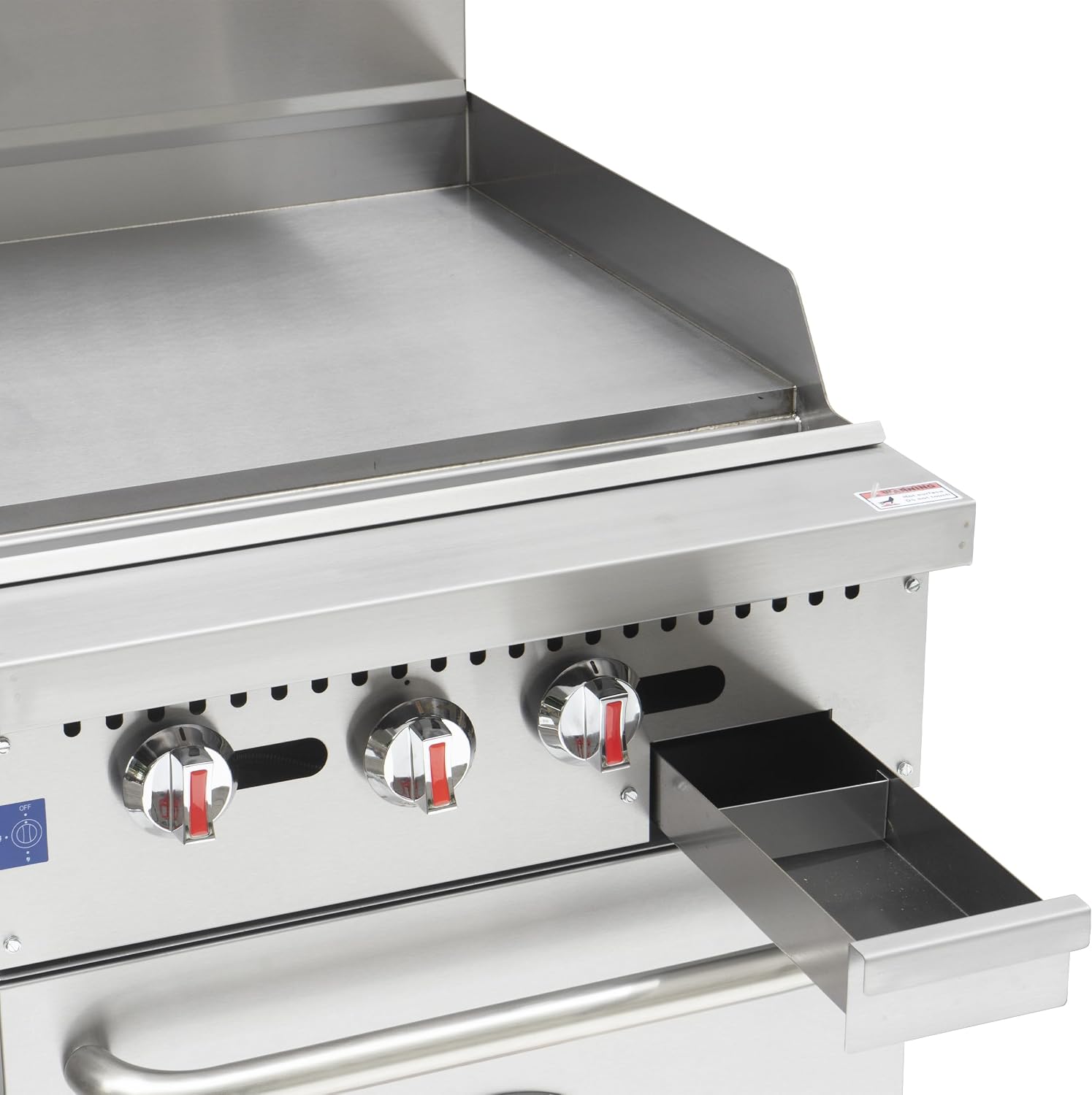 Kratos 24' Wide Commercial Gas Range with Griddle Top and 30,000 BTU Oven, Stainless Steel Griddle for Restaurants, Natural Gas