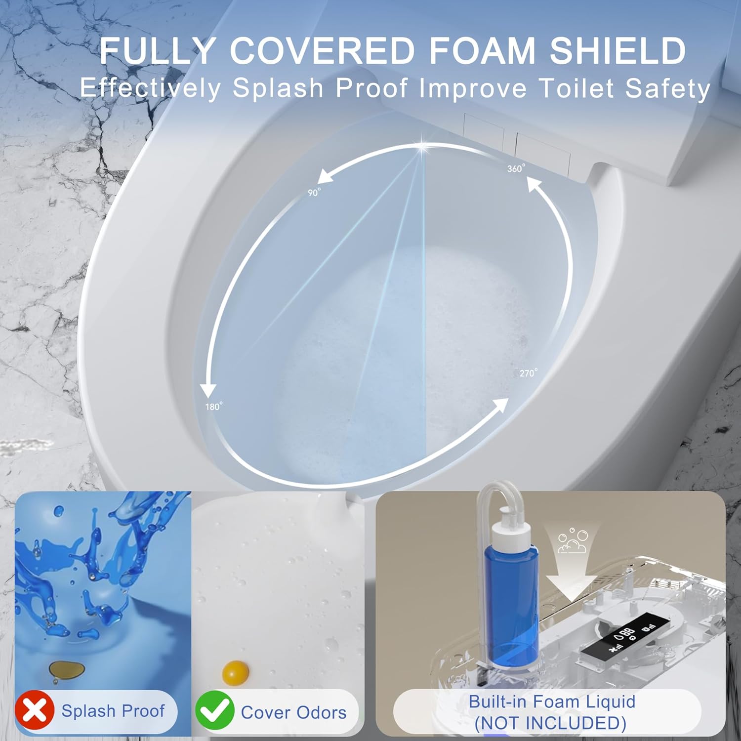 TDH Modern Smart Toilet, Upgrade Gourd-Shaped Heated Seat with Warm Water Wash, Aromatherapy Spray & Foam Shield, Air Dryer, Foot Sensor,Auto Flushing & Open Close Lid