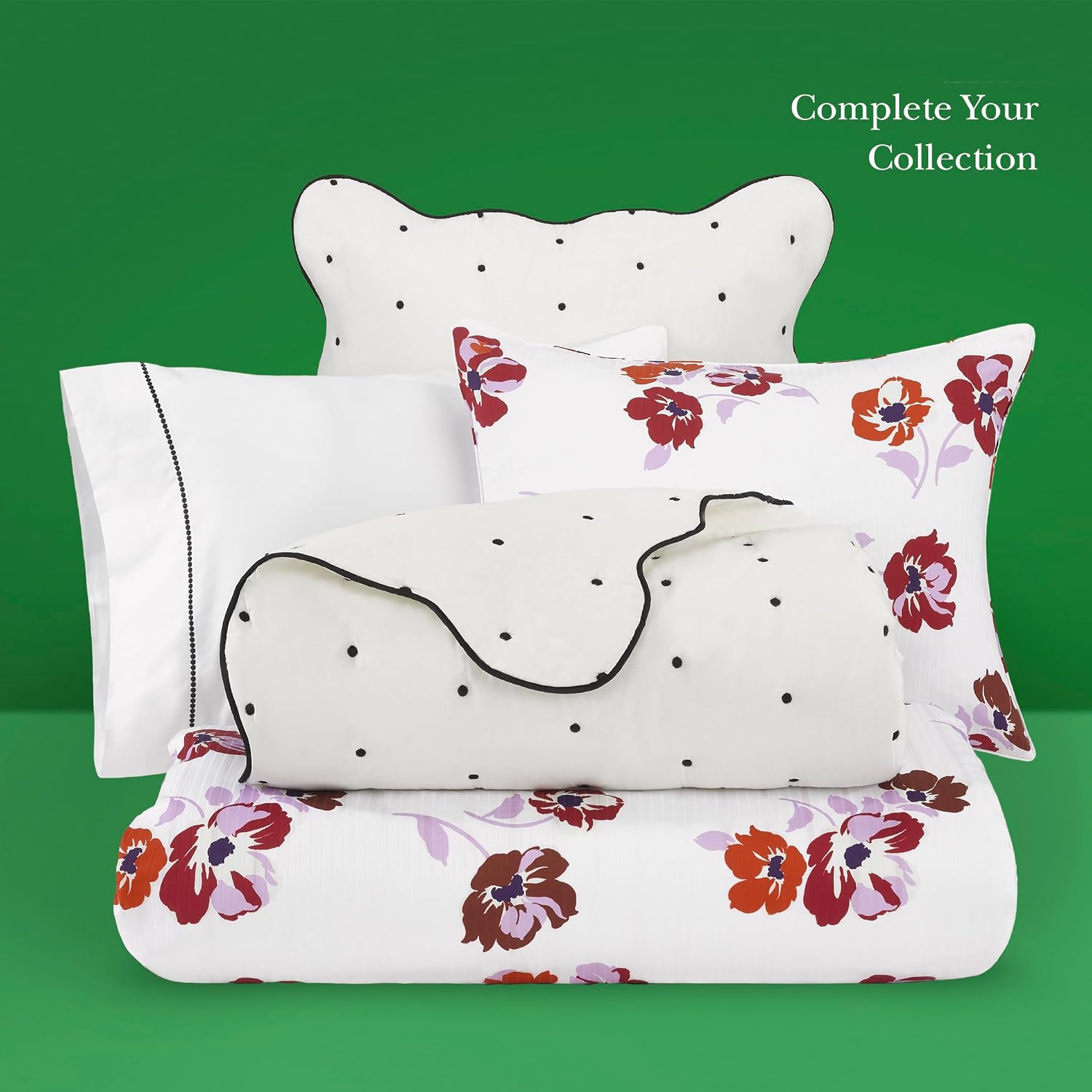 kate spade new york Scalloped Edge 2-Piece Twin Quilt Bedding Set, 100% Cotton Reversible Cover, All Season Warmth Bedding, Machine Washable, Marshmallow