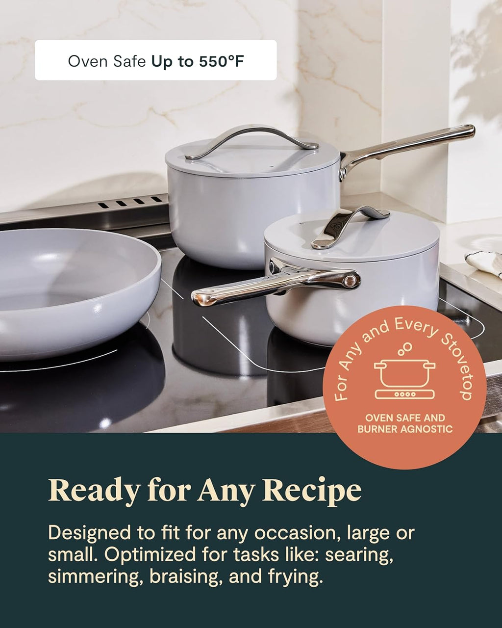 Caraway 24-Piece Nonstick Ceramic Cookware Set - Includes Fry Pans, Sauce, Sauté Pan, Dutch Oven, Petite Cooker, Stir Fry, Rondeau, Stock Pot, Lids & Storage Organizers - Gray