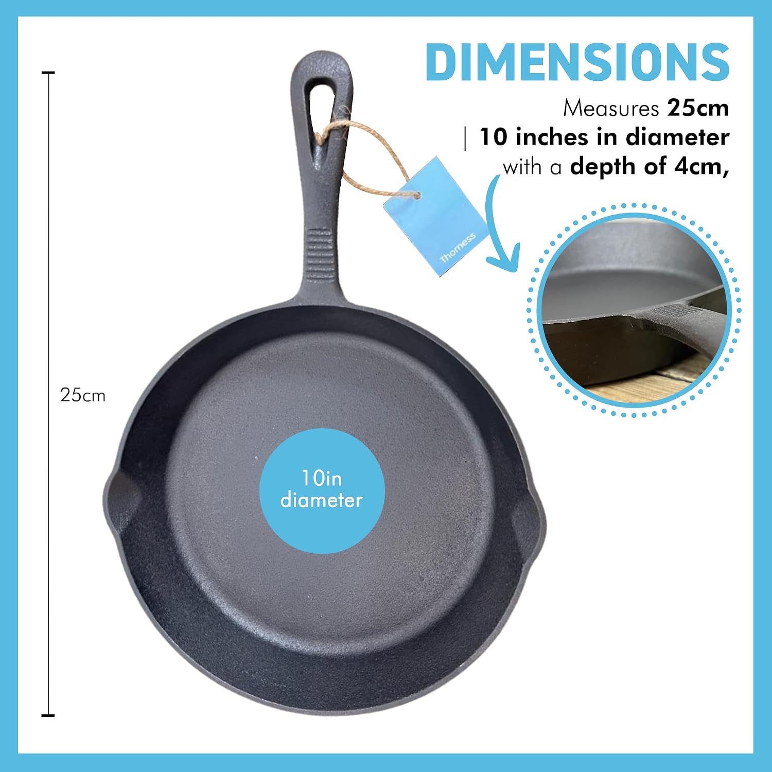 Cast Iron Skillet 10 Inch Oven Safe Tarte Tatin Skillet Frying Pan for Indoor and Outdoor use | Cast Iron Cookware | Grill Pan | Stove Top | Skillet Pan | Iron Skillet | Frying Pans | Griddle pan