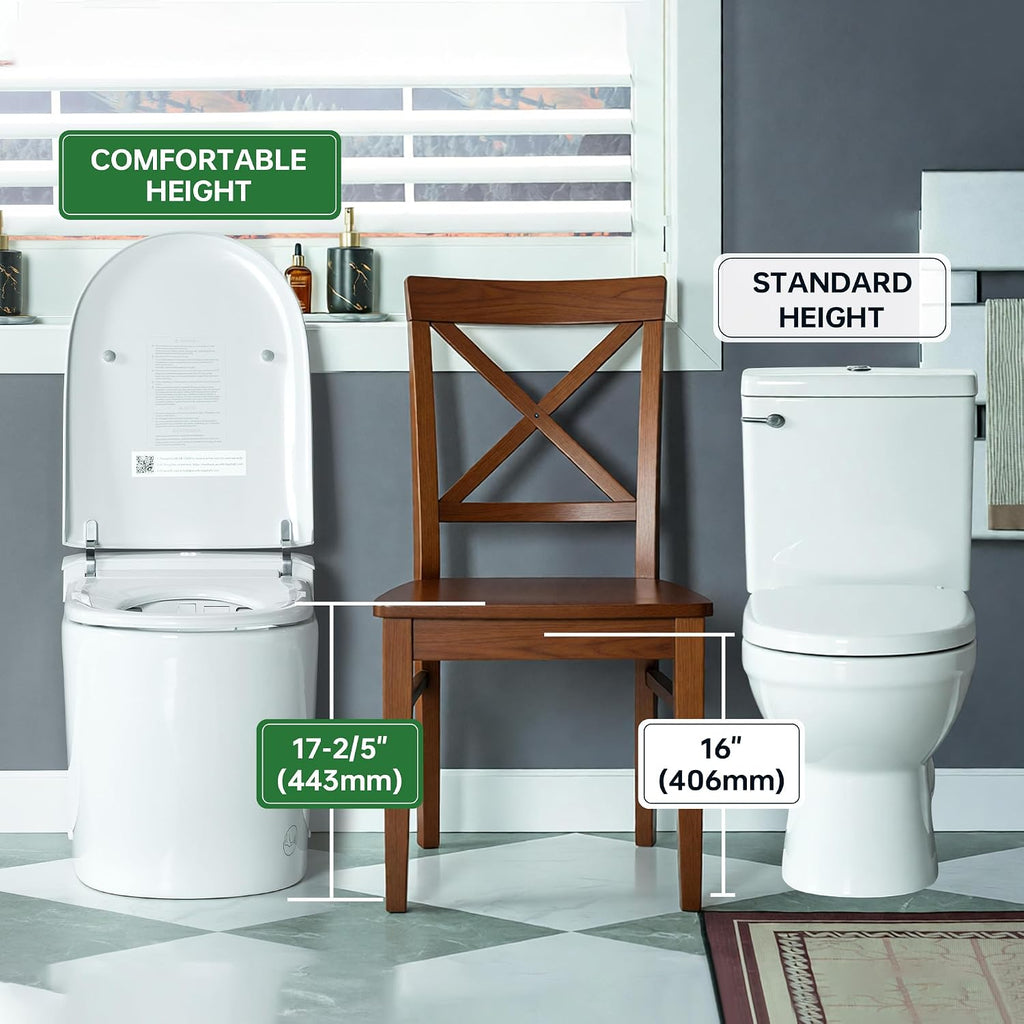 WOODBRIDGE ADA Height Smart Toilet – Auto Lid Open/Close, Foot Sensor, Zero Pressure System, Aromatherapy System, Self-Cleaning Nozzle, Multi-Function Washing & Warm Air Dry