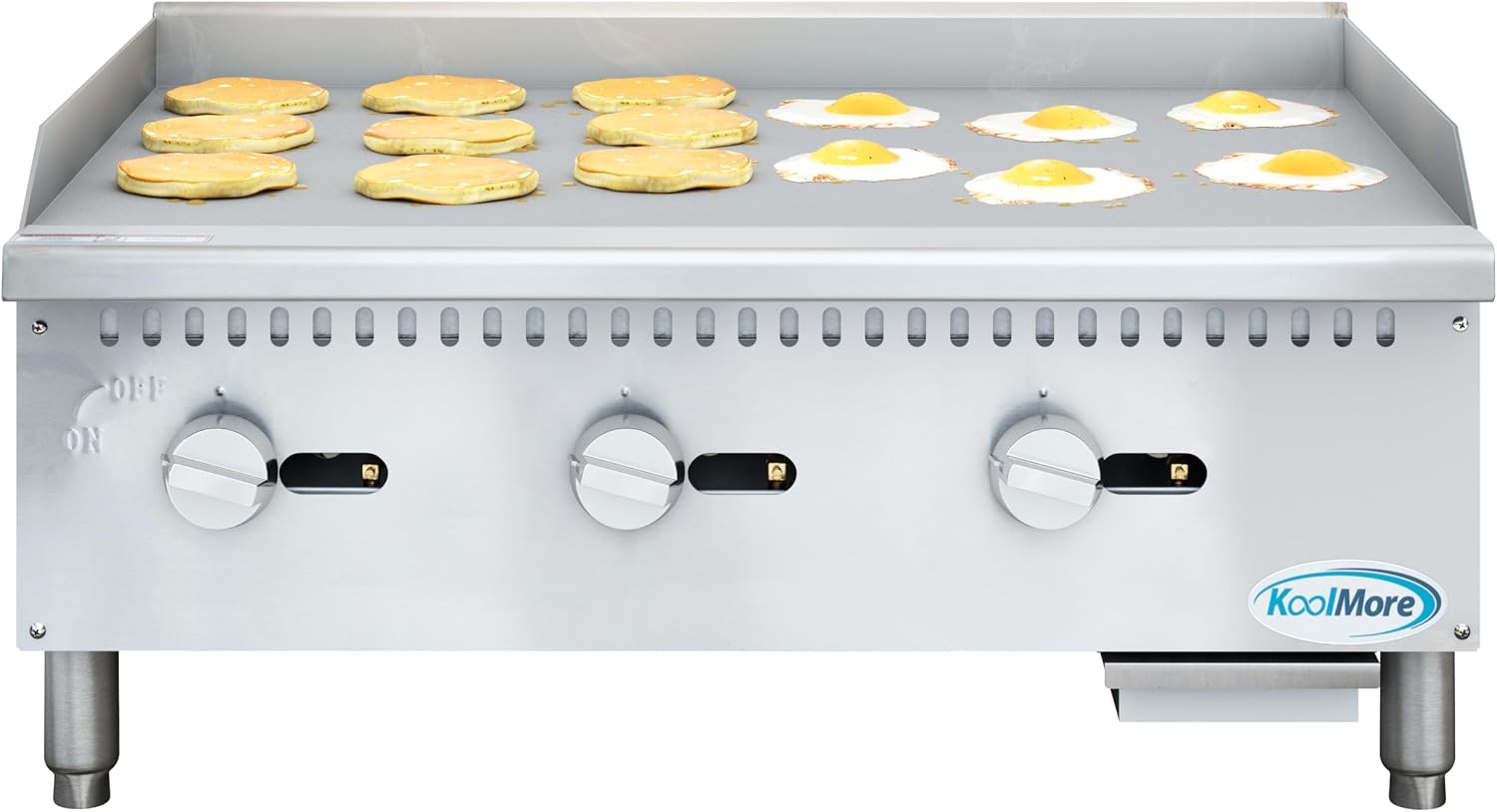 KoolMore 36 in. Natural Gas 3-Burner Griddle with 90,000 BTU in Stainless-Steel, ETL LIsted (KM-GG3-36M)