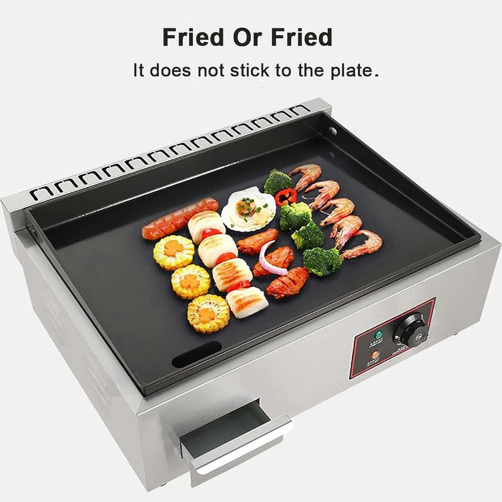BaNbe Countertop Electric Griddle, Commercial Enamel Cast Iron Cooking Plate Hot Plate BBQ Grill, Non-Stick, 50-300℃ Adjustable, Indoor And Outdoor Use, For BBQ Cooking Steak, Pancakes Etc, 20240115
