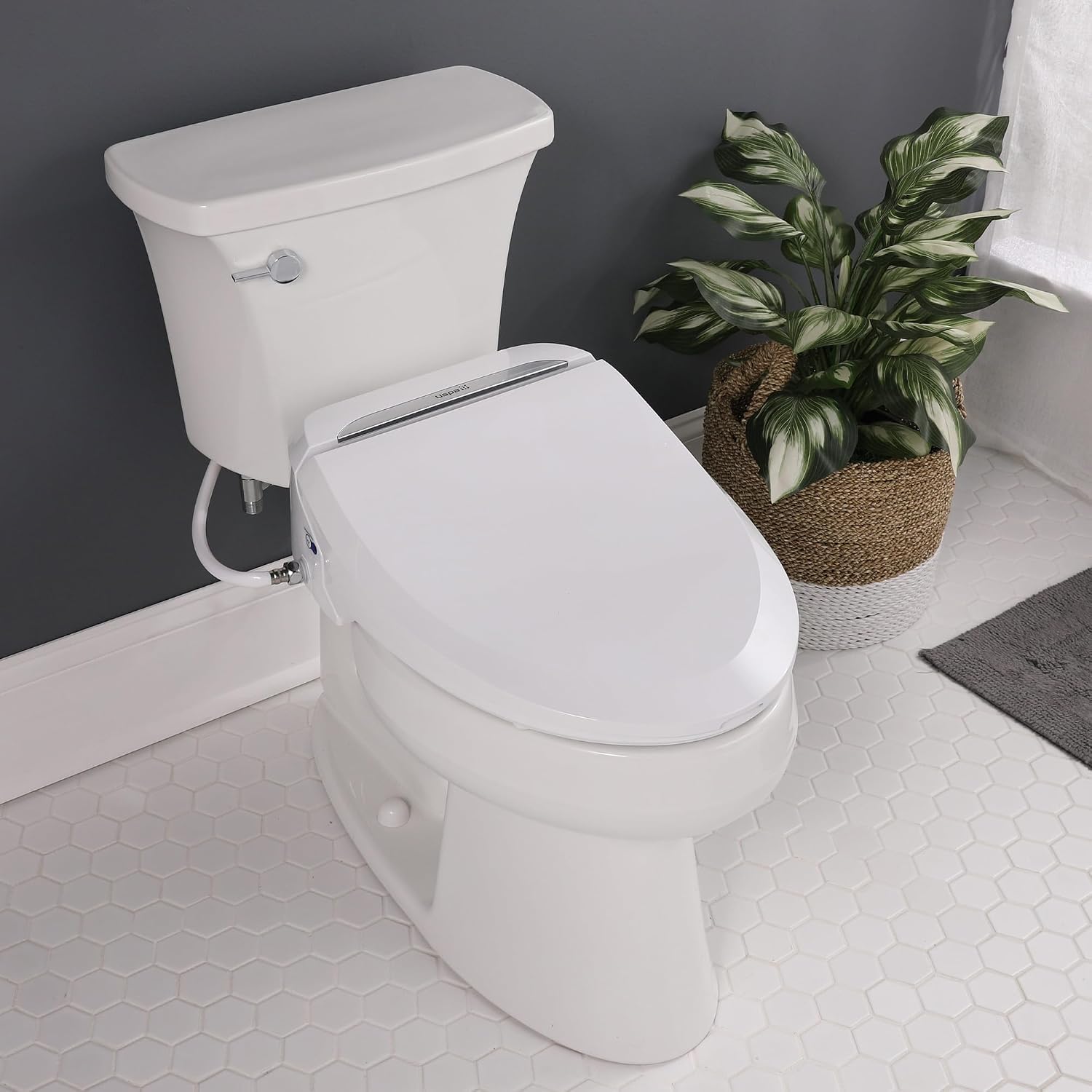 Bio Bidet USPA PRO Modern Bidet Seat, Warm Water, Heated Seat & Dryer, Remote Control, Round