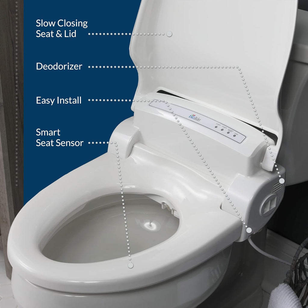 Bio Bidet Bliss BB1000 Electric Bidet Toilet Seat, Warm Water with Air Dryer, Heated Seat with Slow Close Lid, Remote Control, Elongated White
