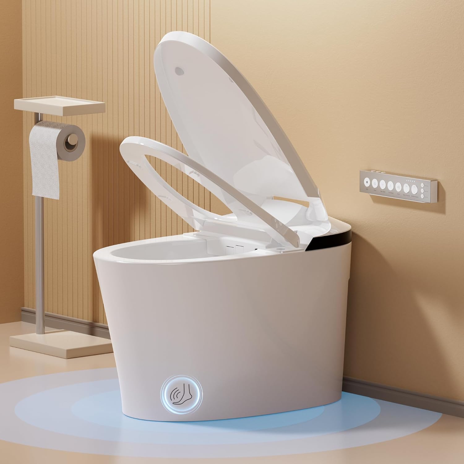 Smart Toilet with Bidet Built In, Luxury Bidet Toilet for Modern Bathrooms, Auto Open/ Close Lid, Heated Seat, Auto Flush, Warm Water Wash, Air Dryer, Deodorizer, Booster Pump Assisted Y001ZP