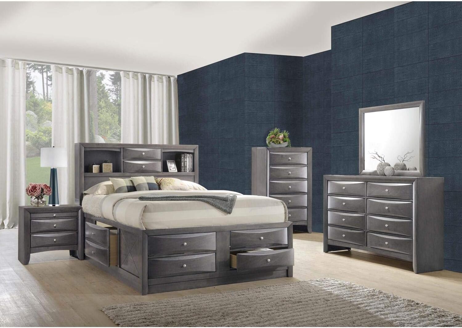 Picket House Furnishings Madison King 3 Piece Bedroom Set in Gray