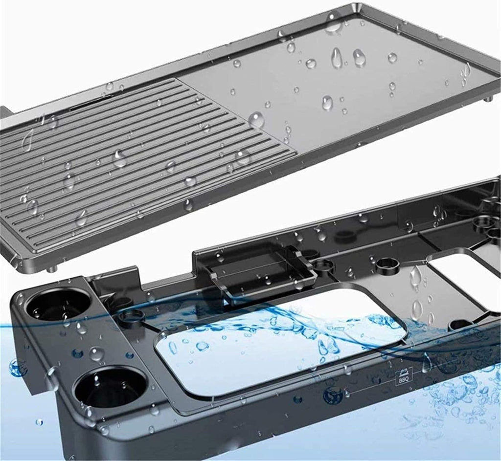 Electric Griddle Indoor Grill Smokeless Coated Non-Stick Pancake Griddle with Cool-Touch Handle 5-Level Control,1500W, Black,Household Nonstick Electric Griddle
