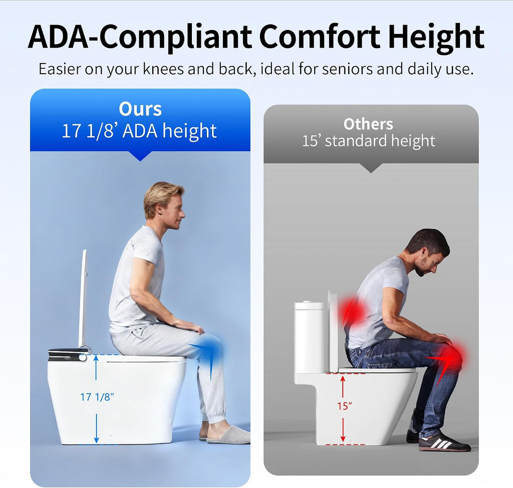 DeerValley Smart Toilet, Customizable Spa Wash, 1000g MaP Auto Flush, Pump Assisted, Foam Shield, Heated Seat, Instant Warm Water, Dryer, Deodorization, ADA Comfort Height for Modern Bathroom Upgrade