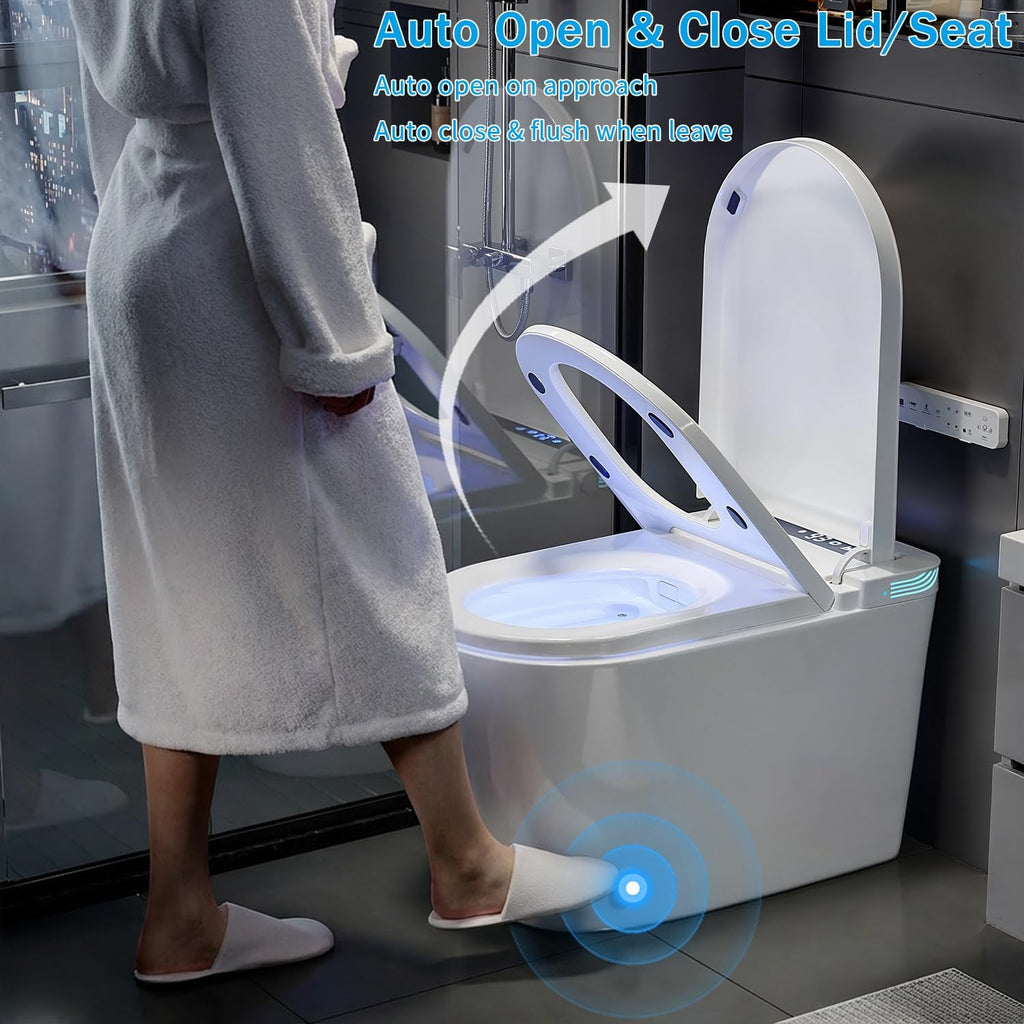 TOTTE Smart Toilet with Bidet Built-in, Auto Open/Close Lid, Auto Power 1000g MaP Flush, 1.28 GPF, One Piece Elongated Toilet with Instant Warm Water & Warm Air Dryer, Built-in Aroma