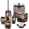 Creative Scents Dublin Brown Bathroom Accessories Set with Trash Can – 7-Piece Decorative Set: Wastebasket with Lid, Toilet Brush, Soap Dispenser, Tissue Cover, Soap Dish, Tumbler & Toothbrush Holder