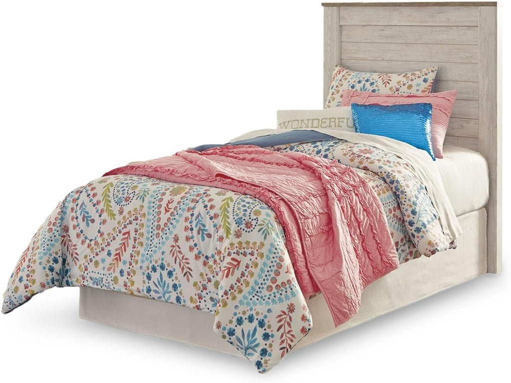 Signature Design by Ashley Willowton Cottage Farmhouse Panel Headboard ONLY, Twin, Whitewash