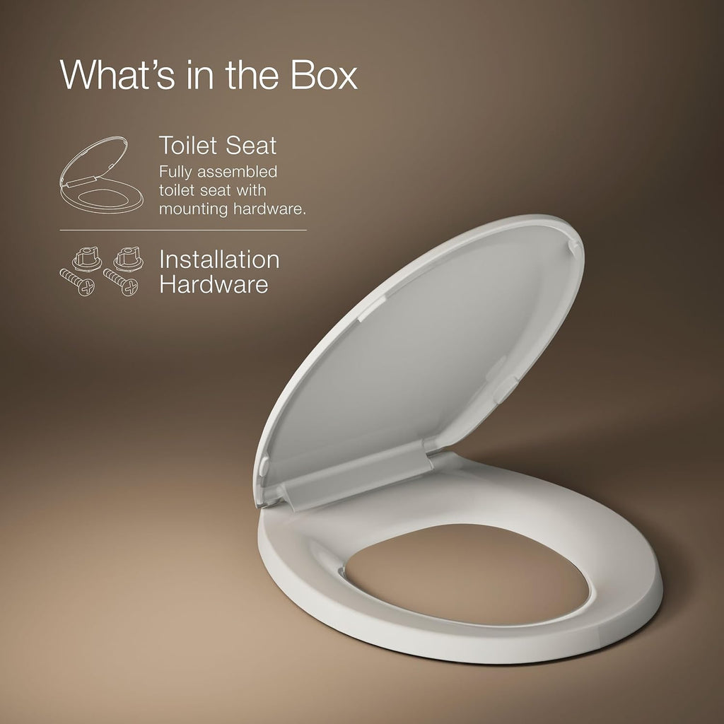 Kohler K-4662-56 Q2 Round Closed-Front Toilet Seat with Quick-Release and Qu, Grey Color LUSTRA, Tender Gray