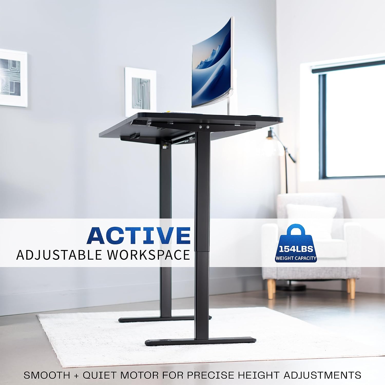 VIVO Electric 60 x 30 inch Stand Up Desk, Height Adjustable, Black Top Black Frame, Home and Office Furniture Sets, DESK-KIT-0B6B