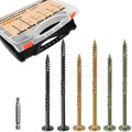 #14 Heavy-Duty Wood Screws Assortment Kit, 480Pcs Star Drive Decking Wood Screws, Rust Resistant Timber Screws for Log/Landscaping Wood (2-7/8',6') Black, Tan, Green