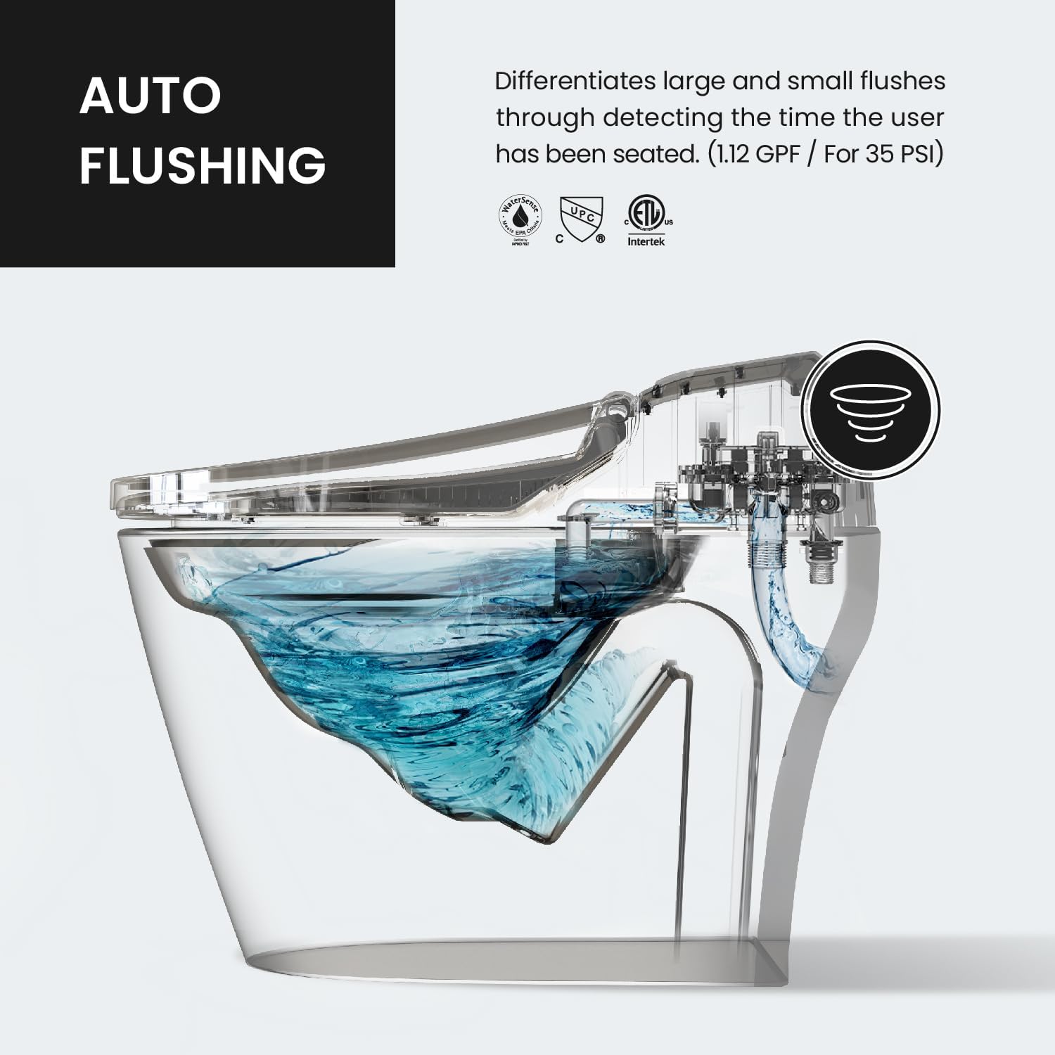 VOVO STYLEMENT TCB-8100B Smart Toilet for bathrooms, Elongated One Piece Toilet, 1.12 GPF, Auto Dual Flush, ADA Chair Height, Heated Seat, Made in Korea