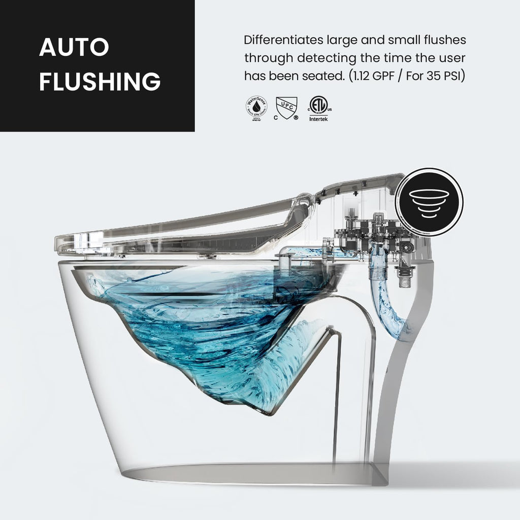 VOVO STYLEMENT TCB-8100W Smart Toilet for bathrooms, Elongated One Piece Toilet, 1.12 GPF, Auto Dual Flush, ADA Chair Height, Heated Seat, Made in Korea