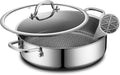 Frying Pans Nonstick with Lid,hybrid Non Stick 5 Quart Saute Pan,pfoa Free Cookware,stainless Steel Skillet,12 Inch Deep(5 QT/Double Helper Handle)